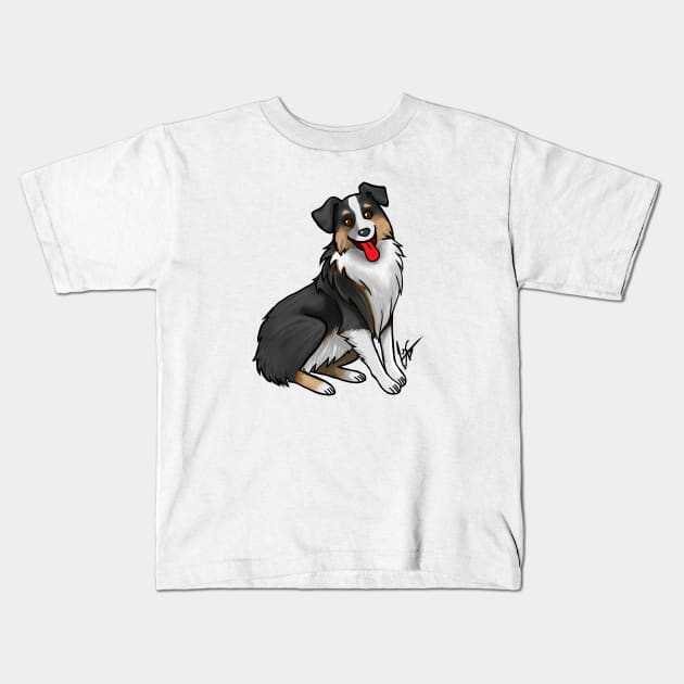 Dog - Australian Shepherd - Tri-color Black Kids T-Shirt by Jen's Dogs Custom Gifts and Designs